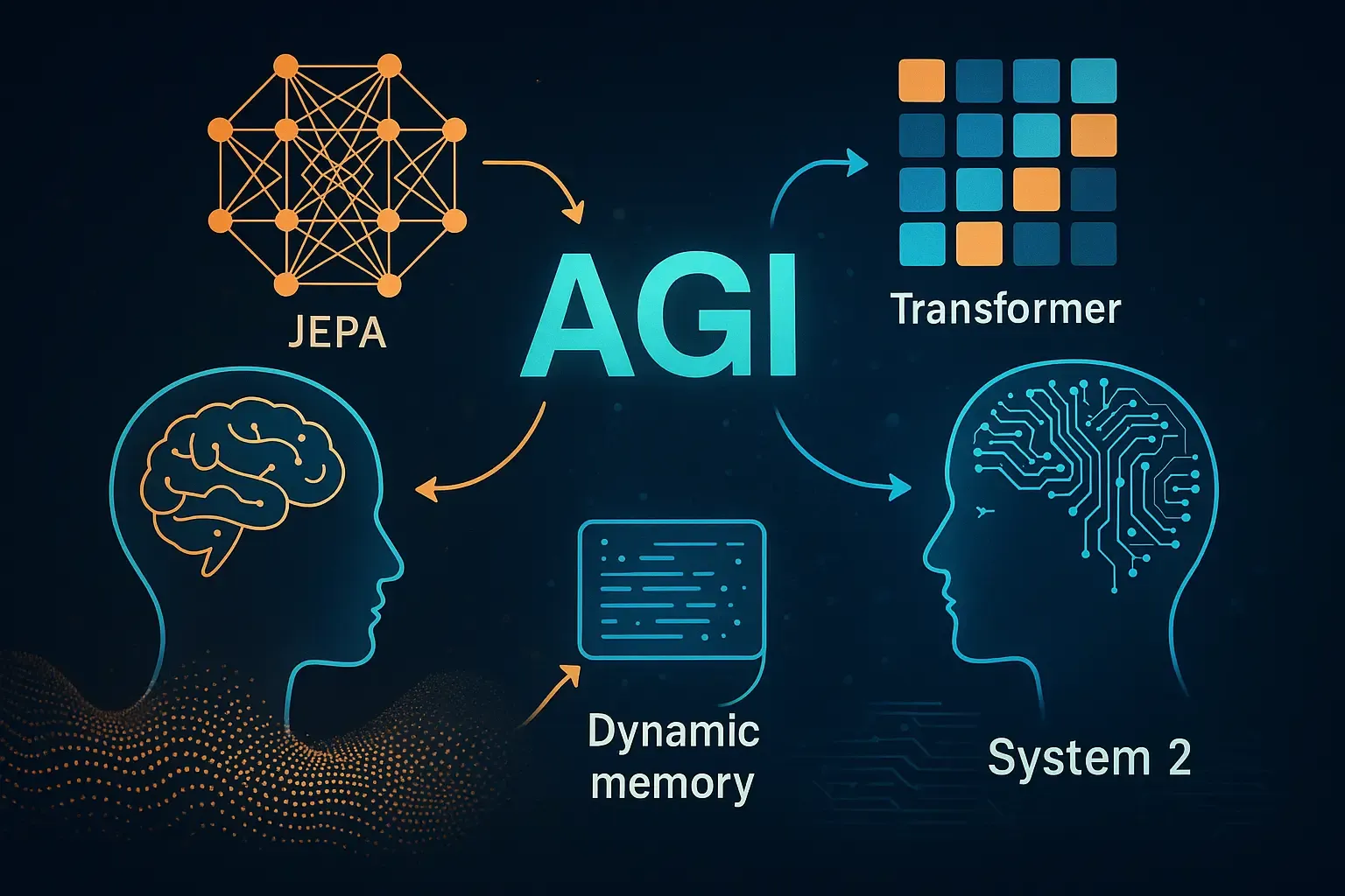 Exploring AGI and the integration of System 1 and System 2: JEPA, Transformers, and Dynamic Memory